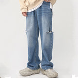 Men's Casual Side Holes Straight Leg Jeans