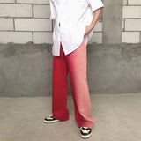 Street Retro Rose Red Gradient Casual Baggy Pants