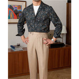 Men's Japanese Retro Cuban Collar Floral Long-sleeved Shirt