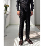 Men Vintage Business Casual Naples High Waist Straight Trousers