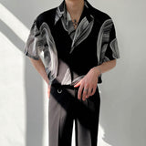 Men's Summer Geometric Print Drape Short Sleeve Shirt