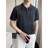 Men's Striped Lapel Polo Knitted Bottoming Shirt