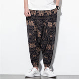 Mens Harem Pants Floral Paisley Print Casual Cotton Streetwear Hippie Yoga Pants