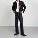 Men's Casual Straight Leg Black Jeans