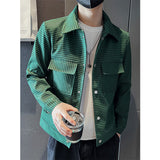 Men's Business Casual Plaid Long Sleeve Cropped Jacket