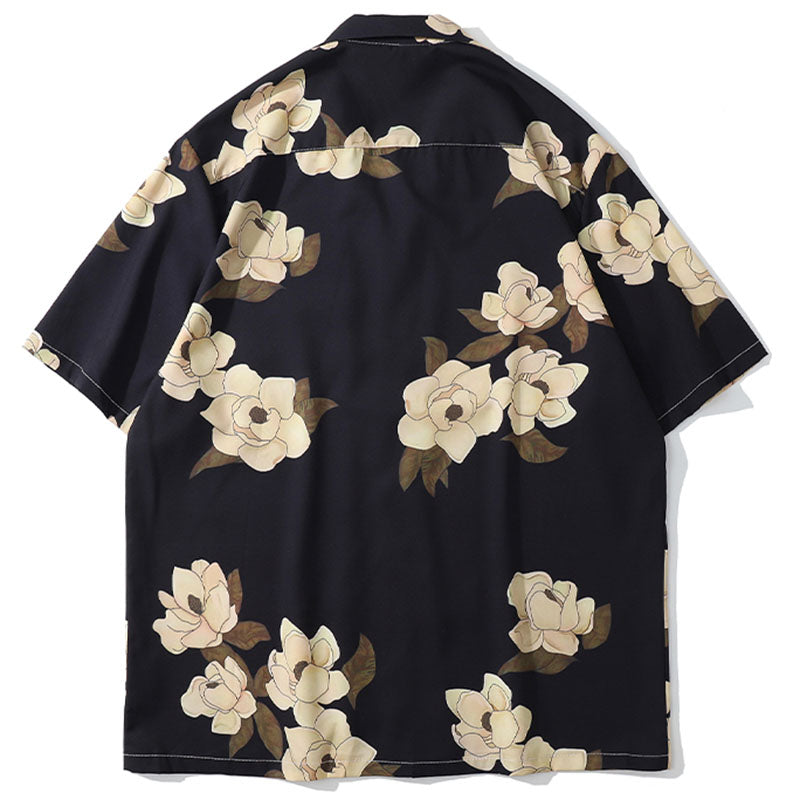 Midnight Blossoms Hawaiian Cuban Collar Shirt – chicoud