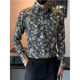 Men's Retro Slim Lapel Floral Shirt