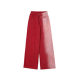 Street Retro Rose Red Gradient Casual Baggy Pants