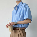 Men's Retro Casual Drape Solid Color Half Sleeve Shirt