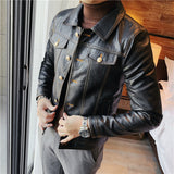 Men's Fleece Padded Leather Biker Jacket