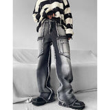 Men's Vintage Frayed Straight Stitching Jeans