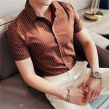 Men's Business Casual Slim Fit Striped Long Sleeve Shirt