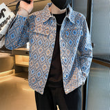 Men's Casual Vintage Floral Lapel Long Sleeve Jacket