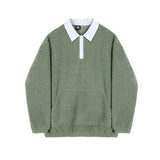 Men's Contrasting Color Loose Thick Lapel Pullover Top