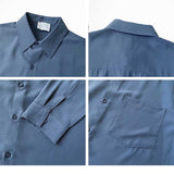 Men's Casual Drape Solid Color Long Sleeve Shirt