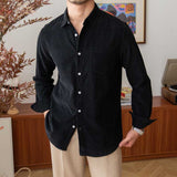 Men's Japanese Retro Casual Corduroy Long Sleeve Shirt