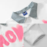 Street Foam Letter Lapel Casual Sweatshirt