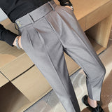 Men's Straight Leg High Waisted Pants Business Casual Slim Fit Dress Pants