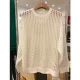 Cutout Loose Crew Neck Long Sleeve Knit Sweater