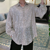 Men's Casual Sequin Loose Long Sleeve Shirt