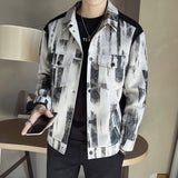 Men's Casual Colorblock Graffiti Jacket