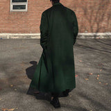 Men's Casual Thick Loose Dark Green Long Coat