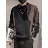 Men's Casual Color Block Round Neck Long-sleeved Sweater