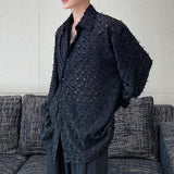 Men's Asymmetrical Double Front Tassel Irregular Jacquard Shirt