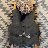 Men British Retro Casual Herringbone Slim Fit Suit Vest