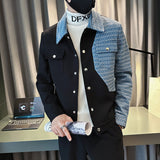 Men's Casual Colorblock Plaid Slim Jacket