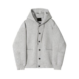 Men's Loose Solid Color Hooded Cardigan Sweater