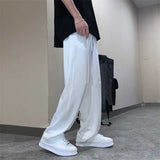 Casual Solid Color Drape Drawstring Elastic Waist Trousers