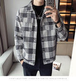 Men's Casual Business Plaid Cropped Wool Jacket