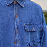 Vintage Big Pocket Denim Shirt Jacket