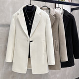 Casual Striped Mid-length Suit Collar Coat