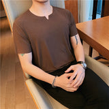 Men's Business British Summer Tight V-neck T-shirt