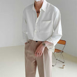 Men's Casual Drape Solid Color Long Sleeve Shirt