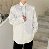 Men Summer Casual Glossy Long Sleeve Shirt