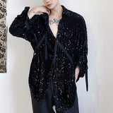 Men's Stage Performance Glitter Sequins Long Sleeve Shirt