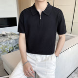 Men's Striped Lapel Polo Knitted Bottoming Shirt