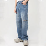 Men's Casual Side Holes Straight Leg Jeans