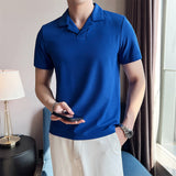 Men's Summer V-neck Business Slim Polo T-shirt