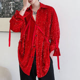 Men's Stage Performance Glitter Sequins Long Sleeve Shirt