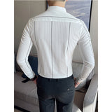 Men's Business Casual Slim Solid Color Lapel Shirt