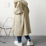 Loose hooded single-breasted trench coat