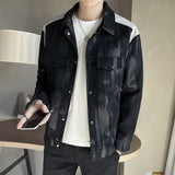 Men's Casual Colorblock Graffiti Jacket