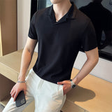 Men's Summer V-neck Business Slim Polo T-shirt