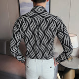 Men's Long Sleeve Floral Square Neck Shirt