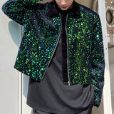 Fish Scale Blue-green Sequined Jacket