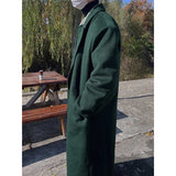 Men's Casual Thick Loose Dark Green Long Coat